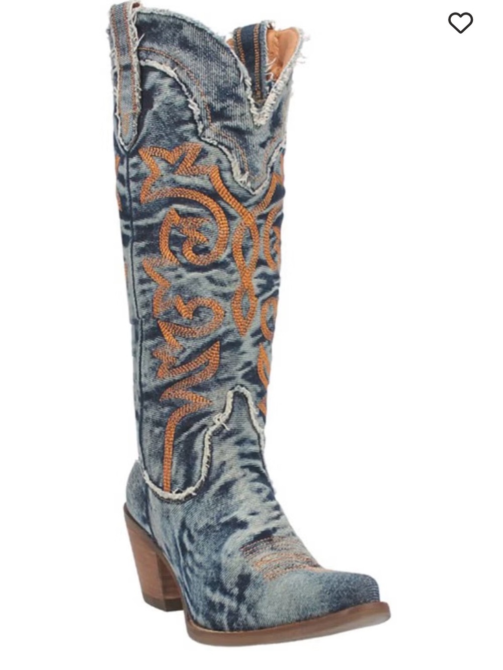 BNWT WOMENS DINGO TEXAS TORNADO DENIM WESTERN BOOTS SIZE 9M round toe